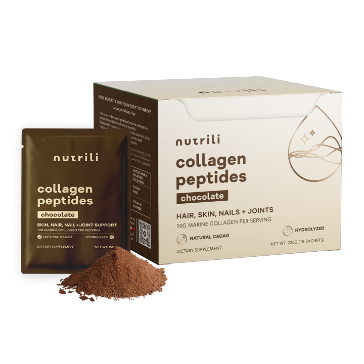 Chocolate collagen peptides powder scoop