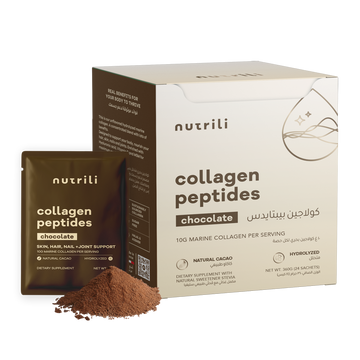 Chocolate collagen peptides powder scoop